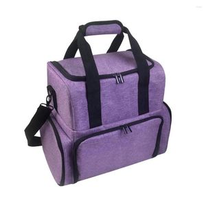 Sacos de armazenamento Organizador de esmaltes Saco de esmaltes Design portátil Camada dupla Cosmético Caixa de bolsa grande Z4L5