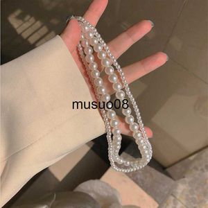 Pendant Necklaces New Korean Fashion Double Layer Pearl Necklace Women Simple Personality Necklace Wedding Jewelry Birthday Collares Para Mujer J230601