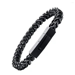 Braccialetti con ciondoli Six Side Mill Bracciale in acciaio inossidabile con catena a mano può essere aperto 21,5x0,6 cm Gioielli di personalità Black Link Man