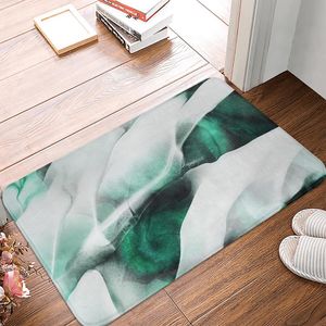 Mats Green Stripe Marble Pattern Antislip Suede Carpet Door Mat Doormat Outdoor Bath Kitchen Living Room Floor Mat Rug Home Decor