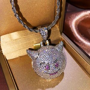 Exaggeration Iced Out Micro pave Zircon Devil Pendant Necklace HipHop Jewelry For Women men Gifts