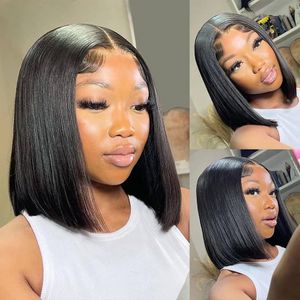 Glueless Wig Straight Bob Wig Lace Closure Natural Hairline 13*4Preplucked Human Wigs Wear And Go Human Hair Pre Cut Wigs