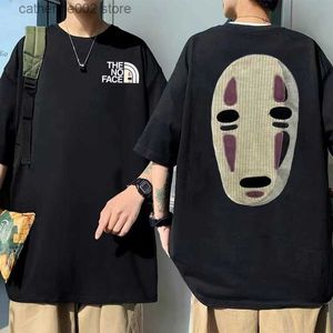 남자 티셔츠 일본 애니메이션 No Face Man 그래픽 프린트 티셔츠 90S 유엔 만화 Tshirt 남자 여름 패션 캐주얼 대형 t 셔츠 t230601