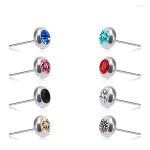 Ohrstecker 1 Paar Titan Edelstahl Ohrring für Männer Frauen Concise Kristall Strass Körperschmuck Ohrpiercings Brincos