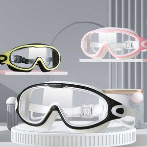 Goggles Large frame anti fog professional diving adult swimming goggles adjustable silicone glasses P230601