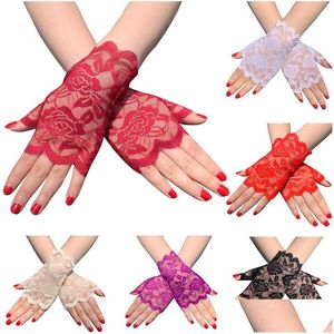 Fingerless Gloves Fashion Dance Long Womens Sexy Lace Ladies Half Finger Fishnet Mesh Mitten Drop Delivery Accessories Hats Scarves M Dhvox