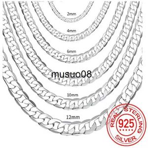 Pendant Necklaces Men's 925 Sterling Silver Italian Cuban Curb Chain Necklaces For Men Women Solid Silver Figaro Chain Layering Necklace J230601