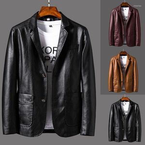 Men's Jackets Mens Wedding Casual Formal Button Dress Blazer Leather Jacket Coat Business Stand Collar Slim Fit Suit