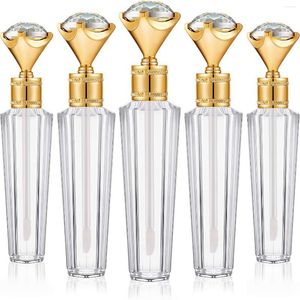 Storage Bottles 10pcs Mini Lip Gloss Tube Clear Diamond Wand Empty Plastic Bottle Container Refillable Dispenser Makeup DIY