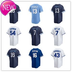 Custom Jersey 7 Bobby Witt Jr. 13 Salvador Perez 16 Bo Jackson 54 Aroldis Chapman 15 Whit Merrifield 38 Josh Taylor 19 Michael Massey Baseball Jerseys