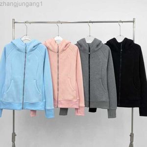 디자이너 Lululemens 여성 재킷 패션 스포츠 피트니스 레저 슬림 한 Full Zip Hoodie 여자 벨벳 스웨터