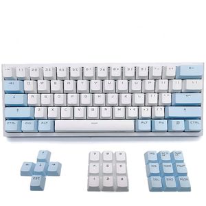 Combos Doubleshot PBT KeyCap 104 Keys OEM KeyCaps White Blue 60% Backbellyst nyckel med Puller för GK61/RK61/Anne/Ducky Mechanical Tangentboard