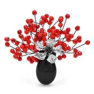 Pins Spille Wuli baby Handmade Crystal Boy Women's 4-color Natural Stone Vase Sparkling Flower Party Office spilla regalo G230529