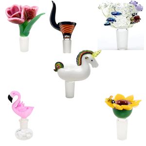 narghilè fiore cartone animato ciotola di vetro 14mm Accessori per fumatori colorati Bong Bowls Pezzo maschio per pipa ad acqua Dab Rigs Bong