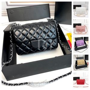 Designertasche Damen Umhängetasche Kette Schultergurt Umhängetasche Rhombus Textur Leder Umschlagtasche schwarze Geldbörse