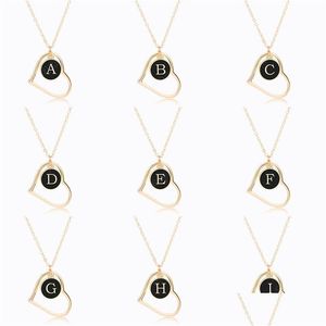 Pendant Necklaces Fashion Hollow Heart Necklace Women Girls Gold Color Chain Az Initial Letters Wedding Party Jewelry Gifts Drop Del Dhfpz