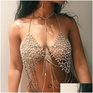 Outros conjuntos de joias Sutiã erótico sexy Mti camada borla com strass Elegante praia biquíni corpo corrente bodychain drop delivery Dhtc6