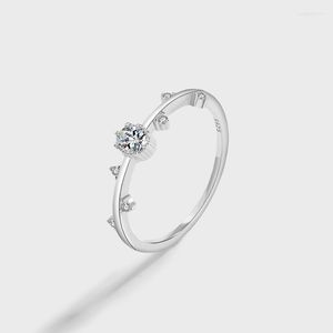 Cluster Ringe Japanischer S925 Sterling Silber Ring Glänzender Zirkon Freundinnen Schmuck Geburtstagsgeschenk für Damen