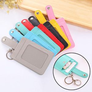 Card Holders Cute Color PU Leather Unisex Business Holder Bank ID Badge Kid Student Supplies Bus Cover