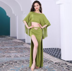 Stage Wear 2023 Women Sexy Belly Dance Training Clothing Performance Costume Crop Top Split Skirt Dancing Suits