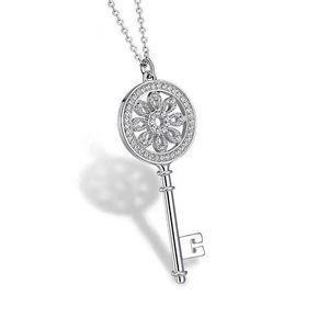 Designer's New Brand Key Necklace Womens Titanium Steel Micro Inlaid Zircon Small Fresh Fashion Light Luxury Style