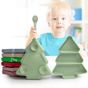 Plates Christmas Tree Shape Candy Nuts Self Feeding Plastic Plate Snack Dish Children Tableware Cute Kids Bowl For Dining Room