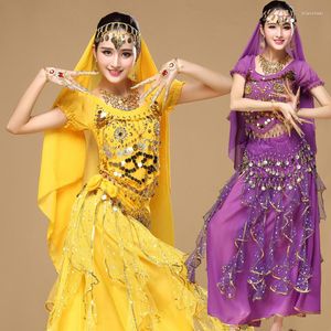 Trajes de dança do ventre para roupas de palco para mulheres Traje de dança de Bollywood para adultos Vestido oriental Roupas de desempenho Terno