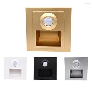 Wall Lamp Lamps LED Recessed Light Control PIR Motion Sensor 86 Ladder Step Stair Footlight For Kitchen