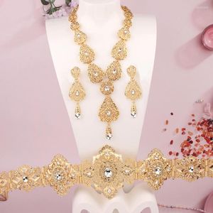 Necklace Earrings Set Turkish Kaftan Wedding Jewelry Zinc Alloy Plated Gold Arabic Luxury Bridal Ethnic Muslim Sets Mother Day Gift