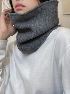 Scarves CamKemsey Winter Warm Knitted Turtleneck Ring Scarf For Women Ins Design Stand Up Flase Collar Neck Loop