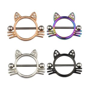 Nipple Rings Cat Breast Piercing Jewelry Stainless Steel Bar Shield Er Barbell Adt For Women Sexy Piercings Drop Delivery Body Dhsab