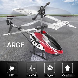 Nytt 3,5CH Single Blade Large Remote Control Metal Alloy RC Helicopter med Gyro RTF för barn utomhusflyglekar gåva