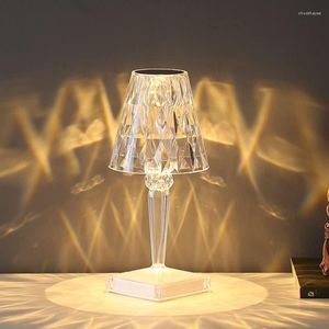 Bordslampor LED Diamond Crystal Lamp Touch Touch Raddbart batterin Desk akryl Glas Mood Night Light For Restaurant/Cofe Decor