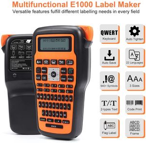 Drucker E1000 Tragbarer Kennzeichnungsmaschine Wireless QWERTY -Tastatur Symbol Industrial Labeler kompatibel für Bruder Tze231 Labeldrucker