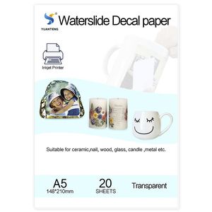 Paper A5 Size Inkjet Water Slide Decal Paper Transparent Color Art Printing Papel Transfer Paper Waterslide Decal Paper 20 sheets/bag