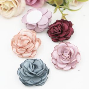 Haarspangen Großhandel 15PCs handgemachte Flatback Stoff Knopf Patch Aufkleber Blumen für Mädchen Dame Schmuck Clip Stirnband Dekoration