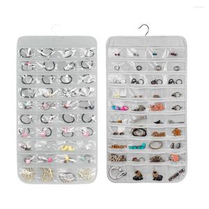 Storage Bags Simple Hanging Necklace Ring Earring Jewelry Organizer 80 Pockets Double Sided Holder Wardrobe Display Large Bag