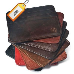 Genuine Leather Cowhide Front Pocket Wallet Minimalist Ultra Slim Wallet Rfid Blocking Credit Card Holder