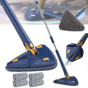 Mops Telescopic Triangle Mop 360 Rotatable Adjustable Cleaning for Tub Tile Floor 130CM Handle Reusable Spin Drop 230531