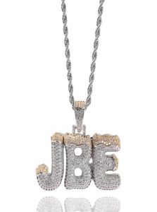 AZ Custom Name Letters Necklaces Mens Fashion Hip Hop Jewelry Christmas Iced Out Gold Initial Letter Pendant Necklace1615464
