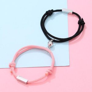 Braccialetti con ciondoli 2 pz / set Coppie personalizzate Magnetico Personalizzato Acciaio inossidabile Amicizia Corda Uomini e donne Amanti fai-da-te Gioielli regalo