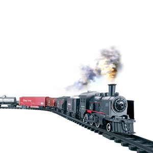 Electric/RC Track Electric Smoke Simulation Classical Steam Train Track Toy Train Model Kids Truck For Boys Railway Railroad 230601