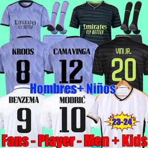 Maglia da calcio BENZEMA 22 23 24 maglia da calcio VINI JR TCHOUAMENI CAMAVINGA ALABA REAL MADRID ASENSIO MODRIC RODRYGO CASEMIRO 2023 2024 camiseta da uomo kit per bambini