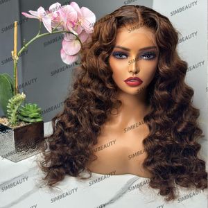 Cheap Dark Chestnut Brown 100% Human Hair Transparent HD Full Lace Wigs for Black Women Glueless 200Density Thick 13x6 Deep Part Lace Front Wigs