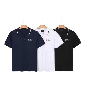 Luxury polo t shirt designer mens polo tshirt short sleeve lapel lettered slim Tshirt fashion business men casual shirt black white simple polo collar men's tees