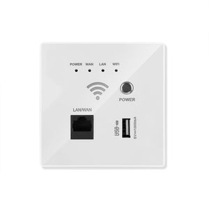 Plugs Hot Sales 300 Mbit / s 220V Power AP Relay Smart Wireless WiFi Repeater Extender Wall eingebettet 2,4 GHz Router Panel USB Socket RJ45