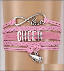 Charm Bracelets Joias Cheer Letter Horn Sports For Women Men Cheerleader Sign Weave Leather Rope Wrap Bangle Fashion DIY Gift Dr4135858