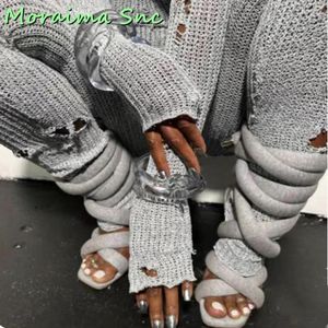 Grey Rope Sandals 294 Wrap Lace Up Strappy Square Toe Stiletto High Heel Women Shoes Summer 2024 Arrivals Solid Sexy