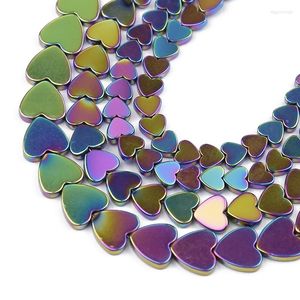 Miçangas multicoloridas em forma de coração pedra hematita natural 6/8/10 mm espaçador solto para fazer joias pulseira diy pingentes acessórios