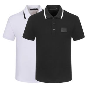 Camiseta polo masculina de verão, camisa polo de grife, moda comercial, casual, botão polo, logotipo geométrico, camisetas masculinas, manga curta, algodão sólido, impressão de letras, camisetas